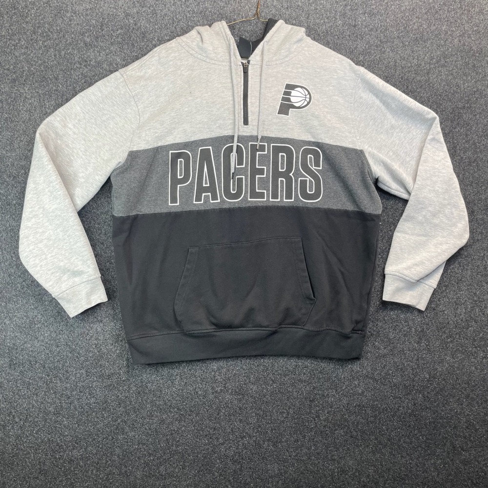 Indiana Pacers NBA Ultra Game Hoodie Grey Black Quarter Zip Sweatshirt XL
